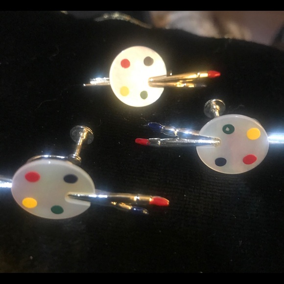 Antique Jewelry Pin & Screw Earrings - Picture 2 of 4